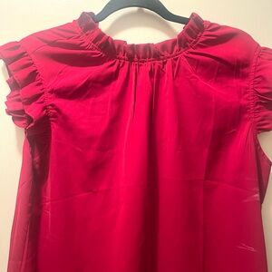 Ruffled Red Blouse size Large